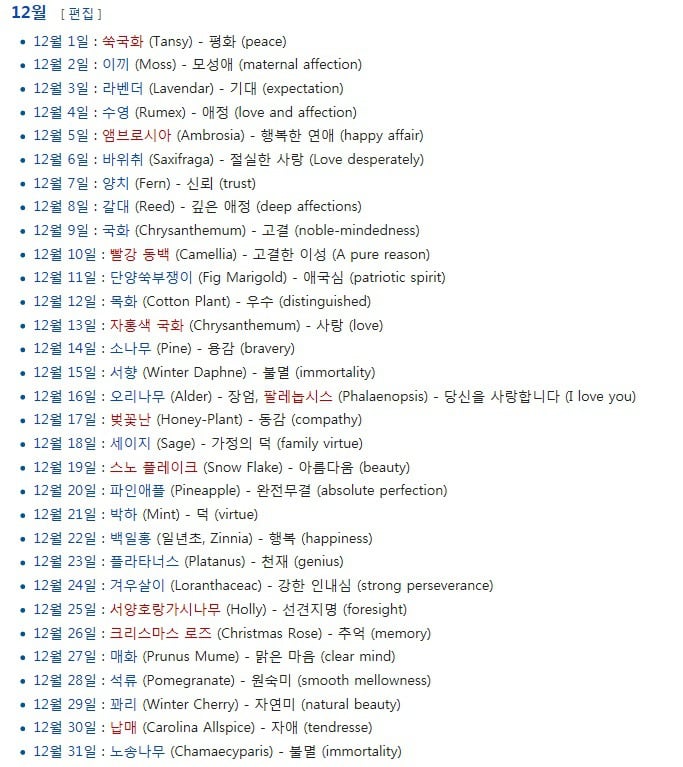 생일 날짜별 탄생화 의미.jpg | 인스티즈