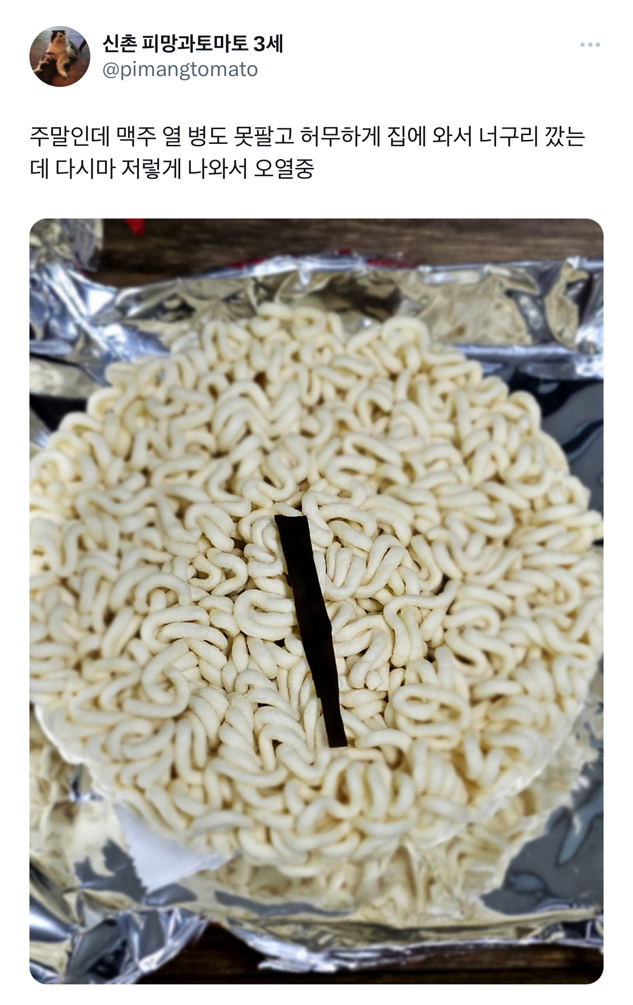 집에 와서 너구리 깠는데 다시마 저렇게 나와서 오열중 | 인스티즈