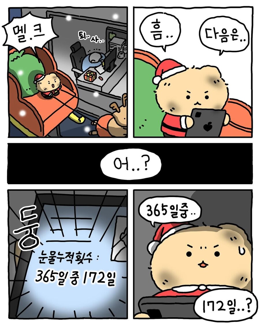작년에 선물 많이 줘서 썰매지원 없어진 망곰 산타.manhwa | 인스티즈