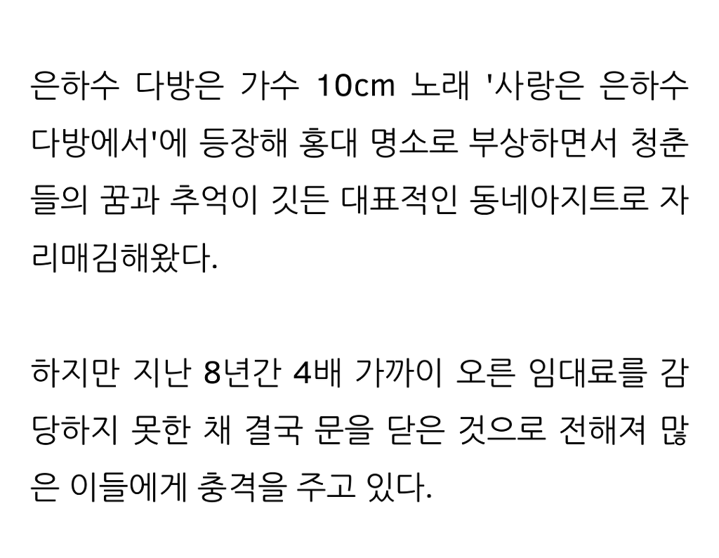 홍대의 명소로 자리잡은 은하수 다방 폐업 | 인스티즈