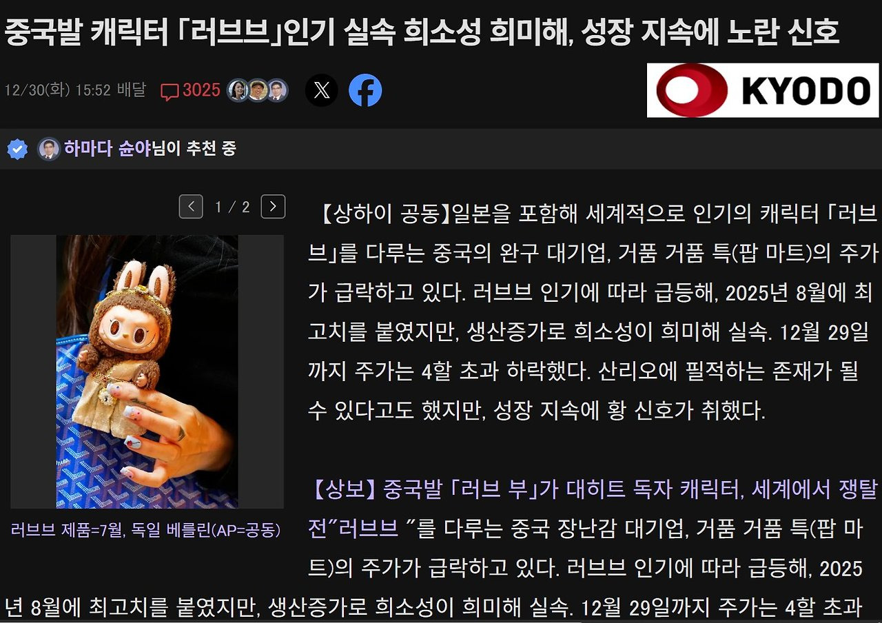 라부부의 인기 급락 | 인스티즈