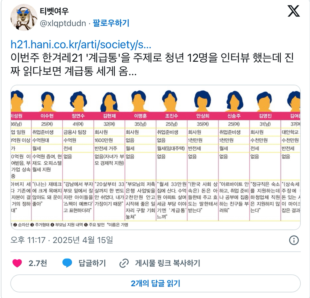 보면 계급통 ㄹㅇ쎄게 오는 인터뷰... .twt | 인스티즈
