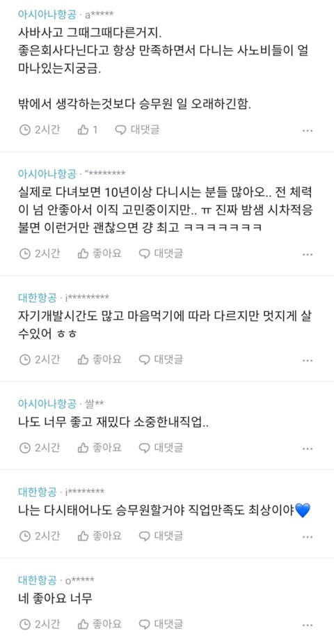 승무원 현직 직업 만족도.blind | 인스티즈