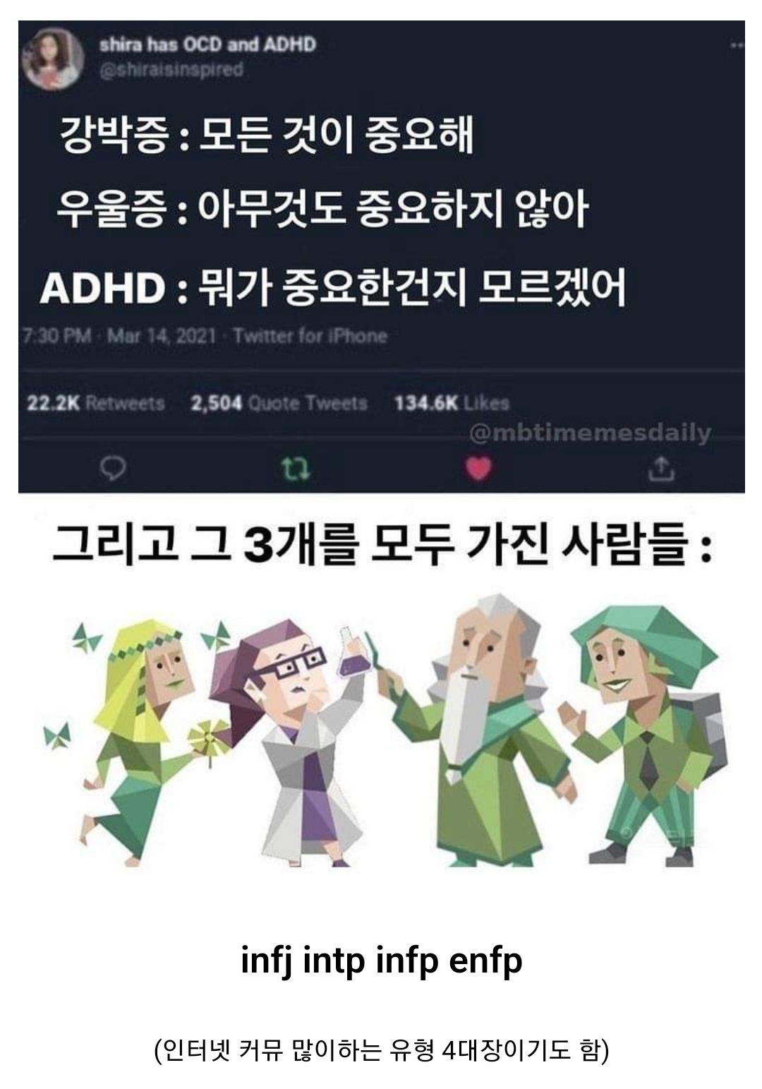 강박증 우울증 ADHD 비율이 높은 MBTI | 인스티즈