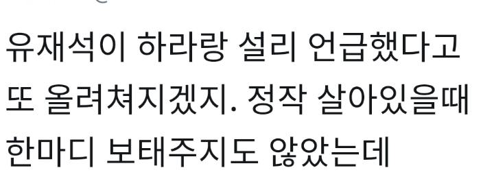 유재석이 故설리, 구하라 언급했다고 까는 트위터 | 인스티즈