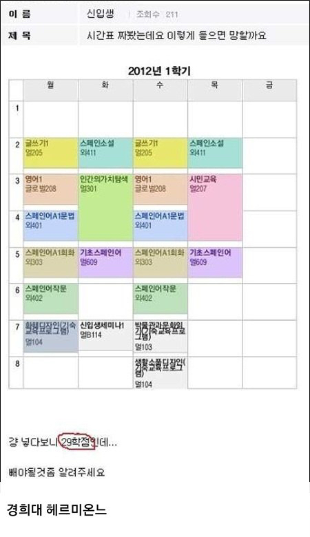 전국 대학생 망한 시간표 경진대회 | 인스티즈