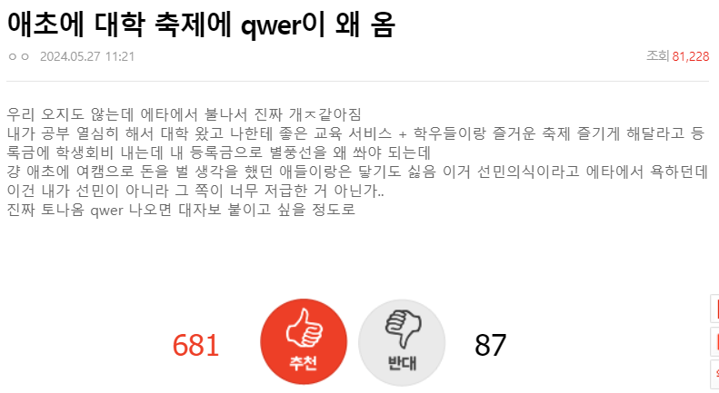 qwer을 그냥 혐오하는 네이트 판녀 수준 | 인스티즈
