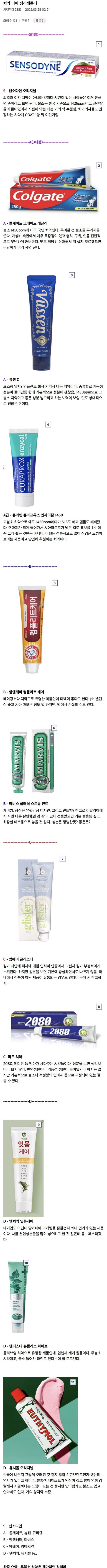 치약 티어 정리.jpg | 인스티즈