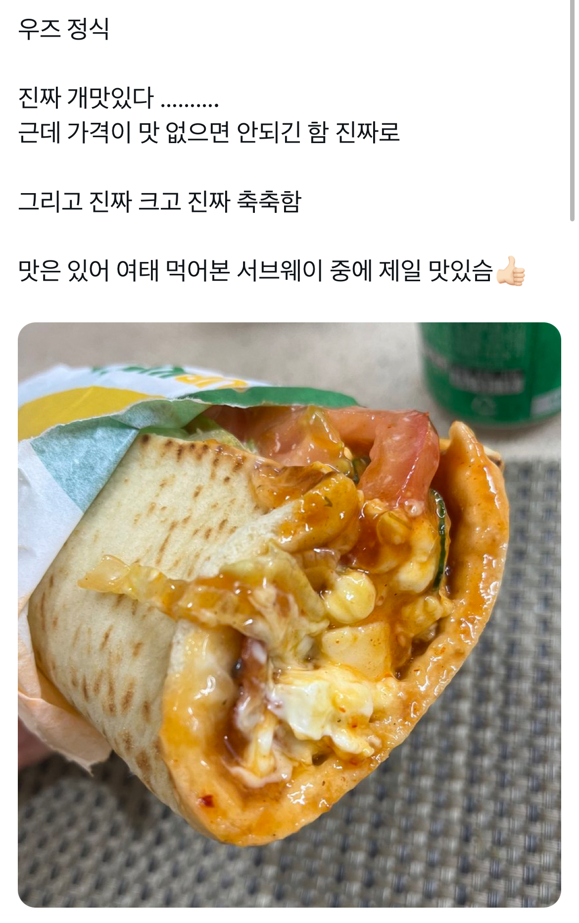 요새 핫한 서브웨이 우즈정식 | 인스티즈