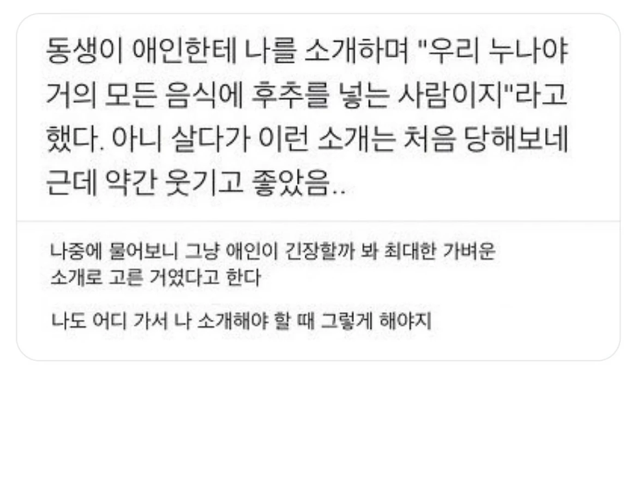 동생이 애인한테 나를 소개하며 하는 말 | 인스티즈