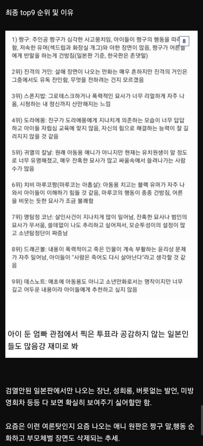 일본 부모들이 아이들한테 제일 보여주기 싫어하는 애니 | 인스티즈