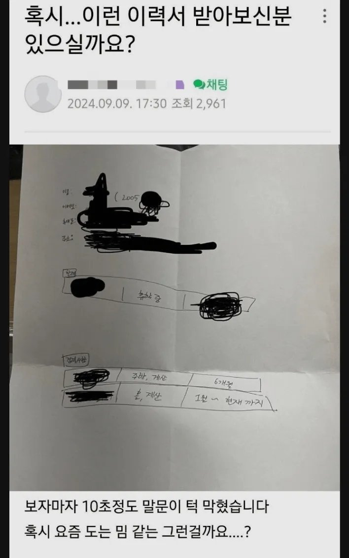 충격적인 요즘 이력서 모음 | 인스티즈