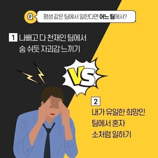나빼고 다 천재인팀에서 숨쉬듯 자괴감느끼기vs내가 유일한 희망인 팀에서 혼자 소처럼 일하기 | 인스티즈
