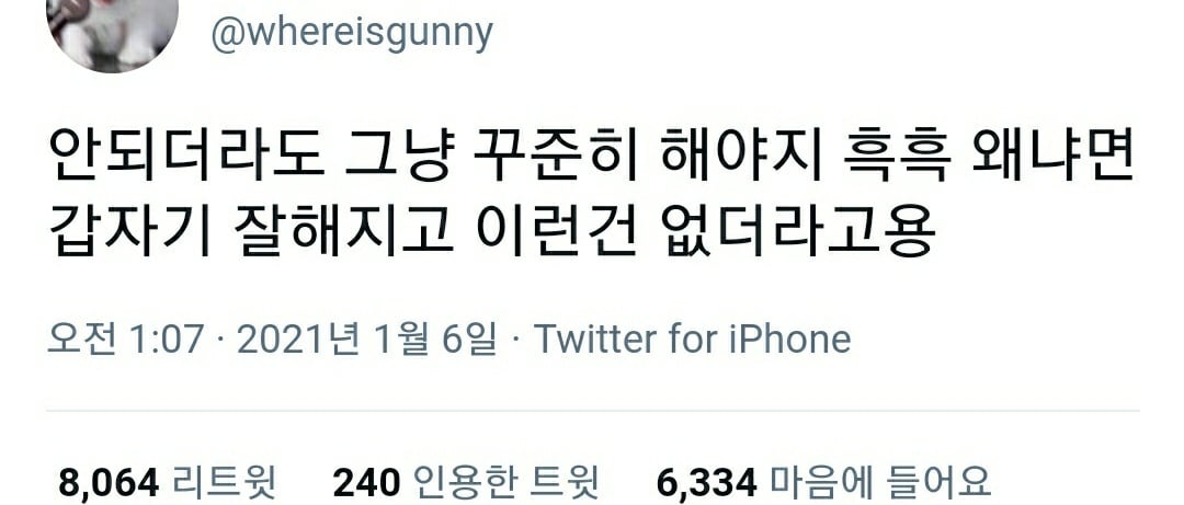 그냥 해. 안되면 울어. 그리고 다시 해.twt (feat. 캡처) | 인스티즈
