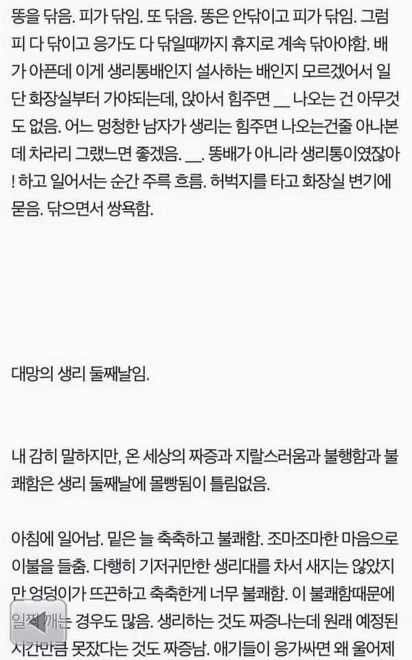 생리통 꾀병이라는 글을 보고 쓴 생리 묘사글 | 인스티즈