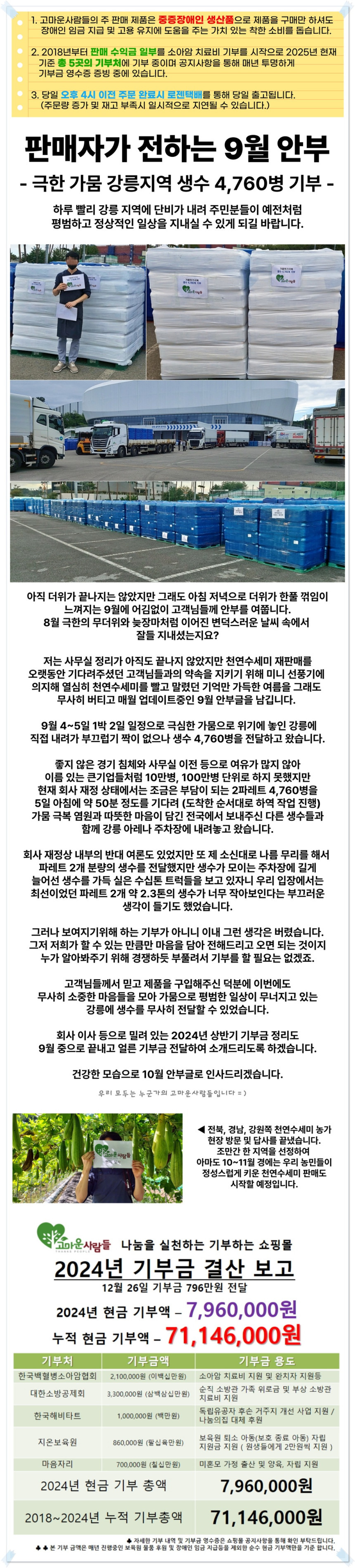 편백대란 사장님 근황.jpg (재정이 어려우신 상황에도..강릉에 생수 기부) | 인스티즈