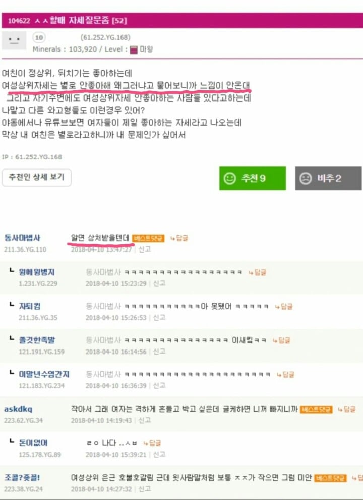  여친이 여성상위를 싫어해 | 인스티즈