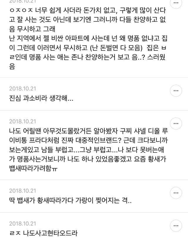 요즘 사람들이 명품 너무 과소비한다고 느끼는 달글 캡쳐 | 인스티즈