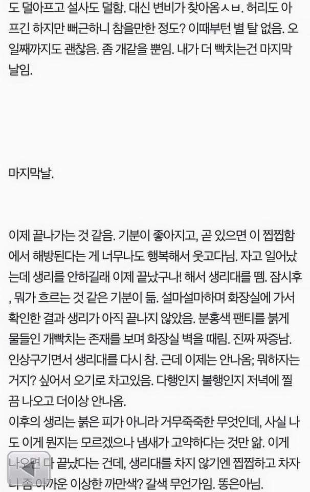 생리통 꾀병이라는 글을 보고 쓴 생리 묘사글 | 인스티즈