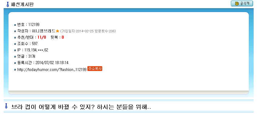 오유에서 일어난 브래지어대란 | 인스티즈