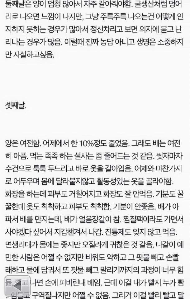 생리통 꾀병이라는 글을 보고 쓴 생리 묘사글 | 인스티즈