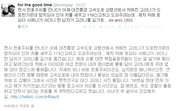 다시보는 한효주 고라니 사건 | 인스티즈