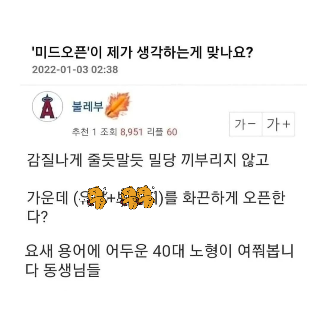 '미드오픈' 뜻이 궁금했던 엠팍성님 | 인스티즈