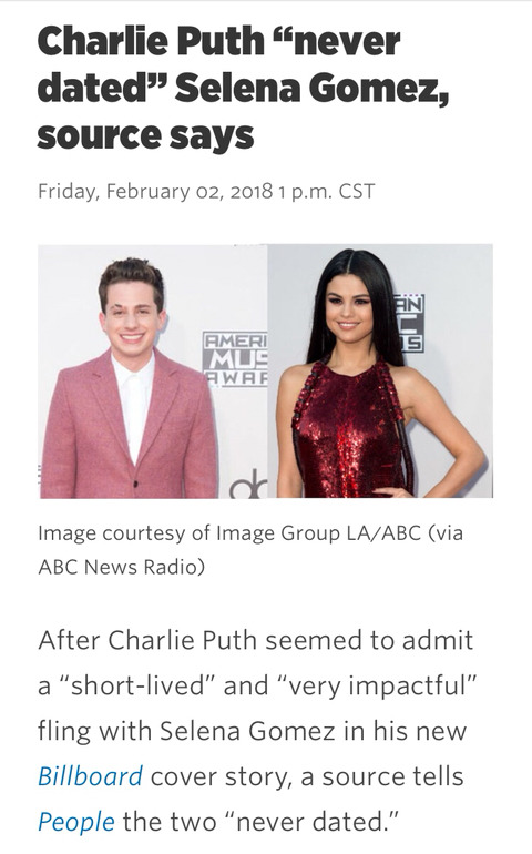 셀레나 고메즈와 찰리 푸스는 사귄걸까 안사귄걸까 | 인스티즈