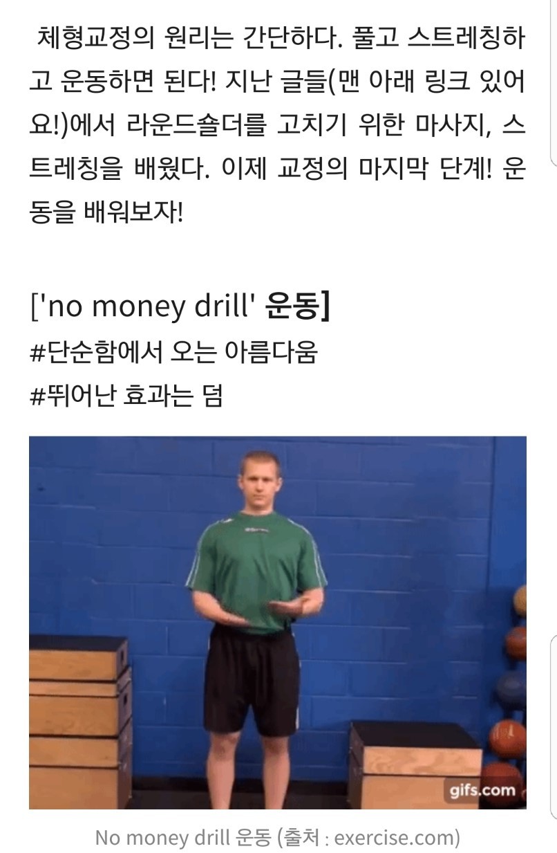 어깨가 좁아보이는 라운드 숄더(굽은 어깨)를 펴주는 최고의 운동.gif | 인스티즈