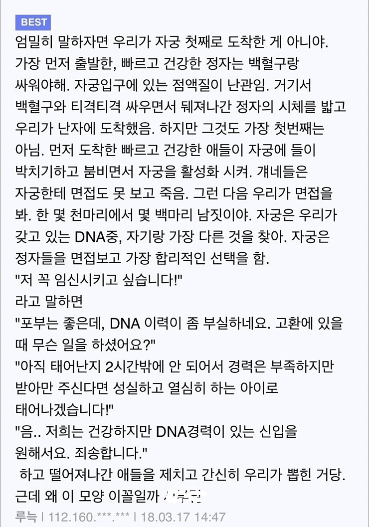 질내사정 전후 난자의 모습 | 인스티즈