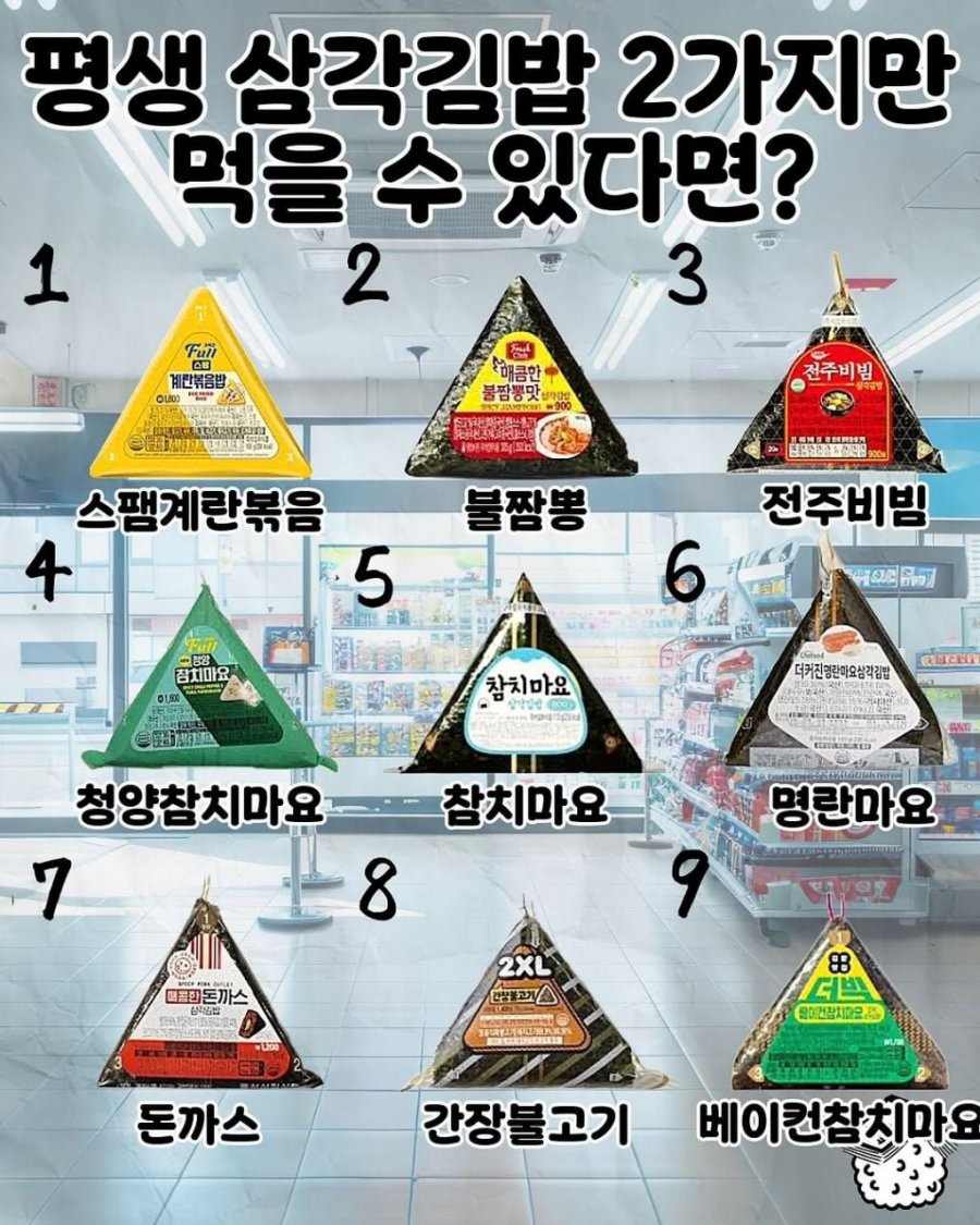 평생 삼각김밥 2가지만 먹을 수 있다면? | 인스티즈