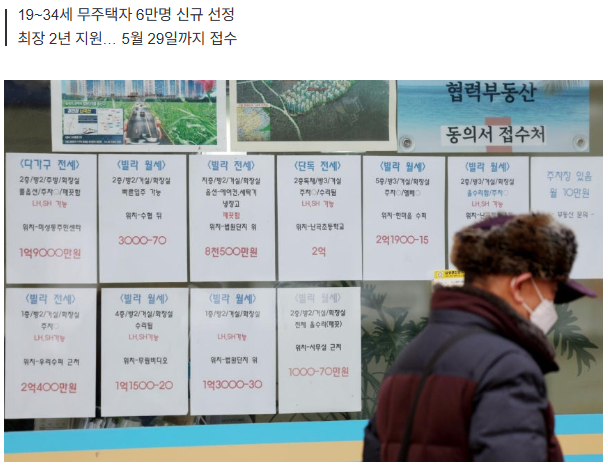 월 20만원 '청년월세' 지원, 30일부터 모집 | 인스티즈