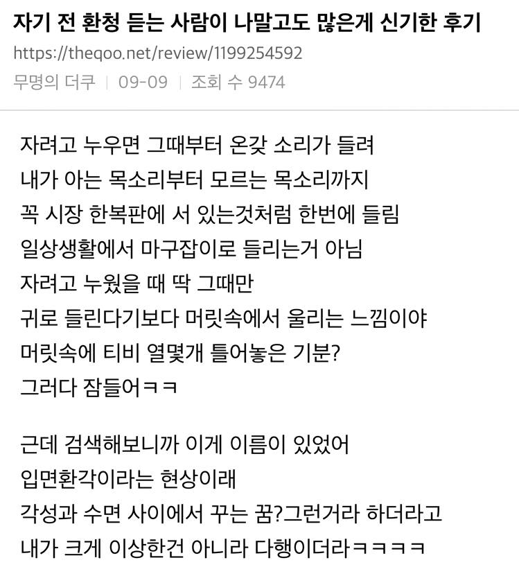 자기 전 환청 듣는 사람들 | 인스티즈