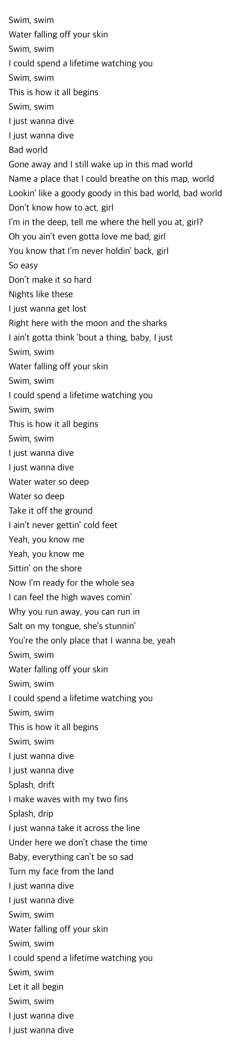 영어 범벅인 방탄소년단 컴백 아리랑 타이틀곡SWIM가사 | 인스티즈