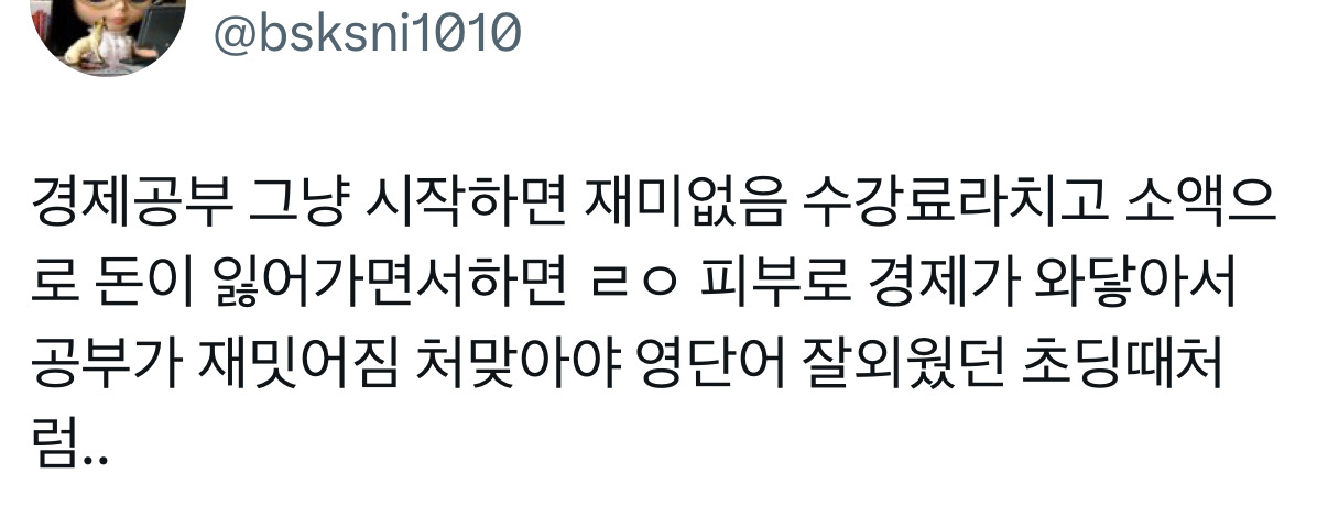 난근데경제공부가진짜....너무재미가없음...그리고 돈을 1원이라도 잃는 리스크를 지는게 너무 무서워서 일단 시작을 못하겟는거같음 | 인스티즈