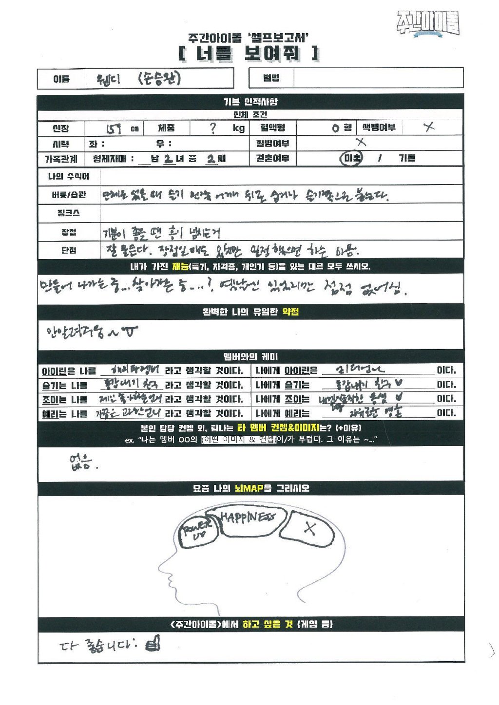 현재 논란중인 주간아이돌 아이린이 직접 작성한 셀프보고서.jpg | 인스티즈