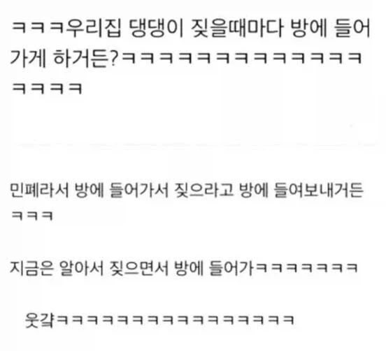 우리집 강아지 짖을 때마다 방에 들어 가게 하거든? | 인스티즈