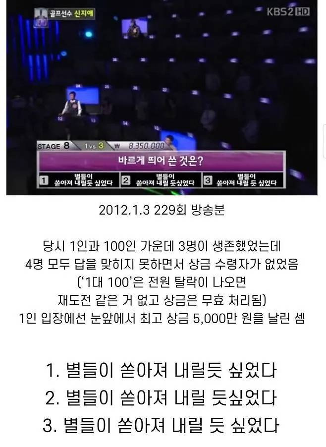 1:100 전원 탈락 문제 | 인스티즈