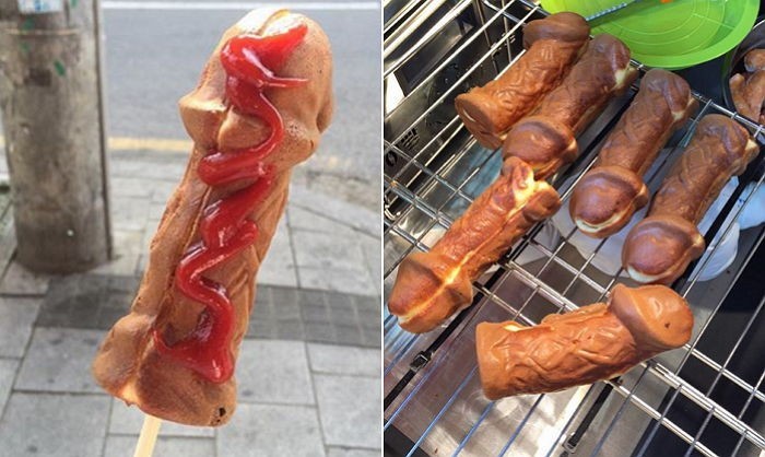 남자성기 모양 쏙 빼닮은핫도그 파는 홍대가게 | 인스티즈