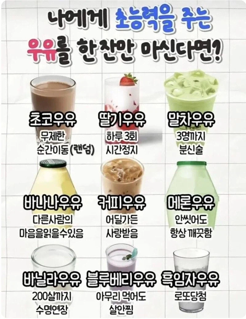 나에게 초능력을 주는 우유를 한 잔 마신다면?.jpg | 인스티즈