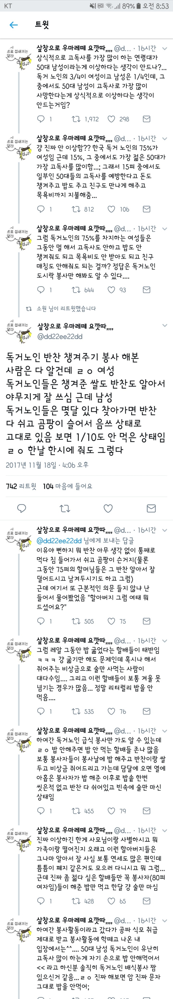 고독사를 가장 많이하는 연령대가 50대 남성이라는 거 이상하지 않나?.twt | 인스티즈