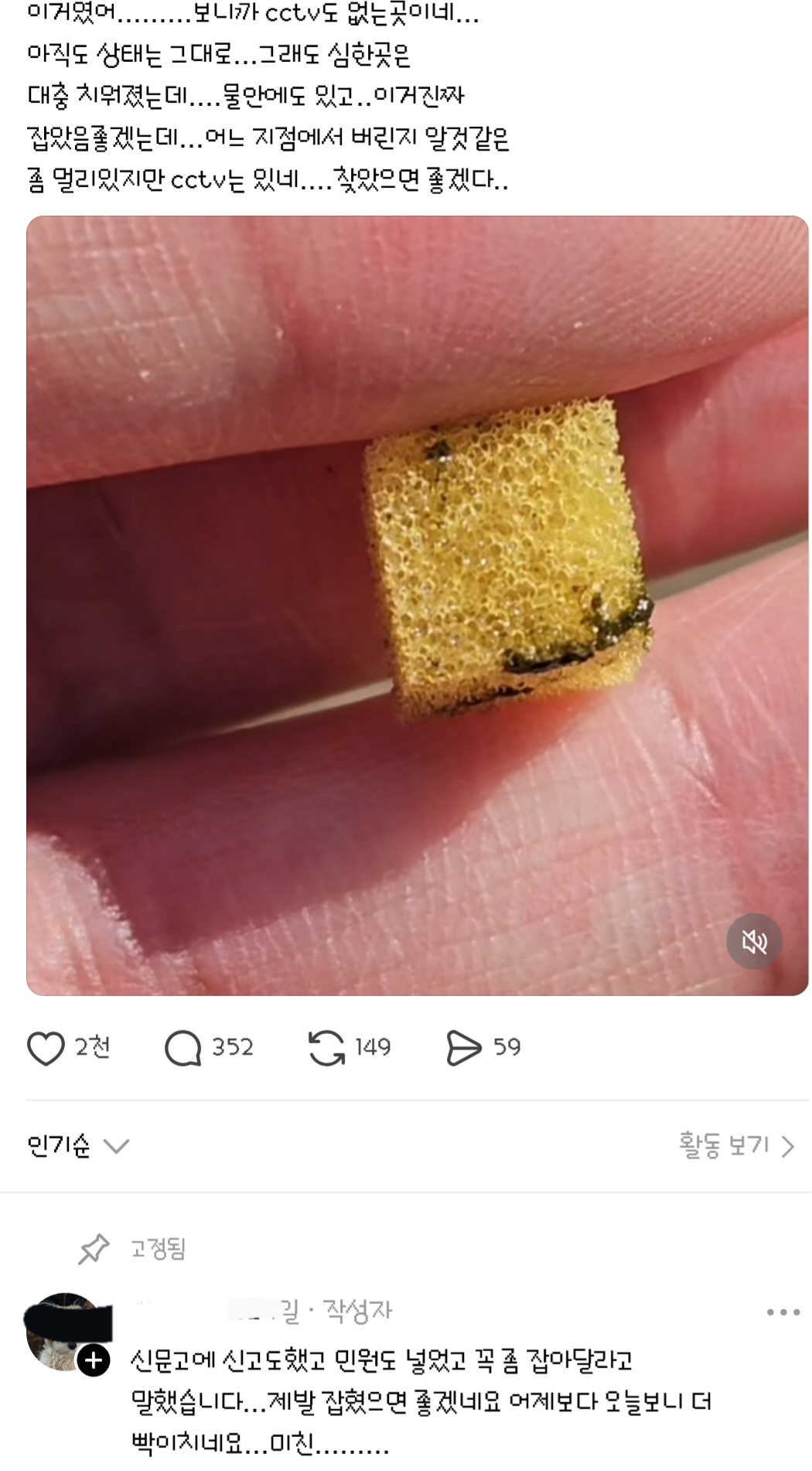 강에다가 스펀지를 누가 대량으로 버려서 난리가 남 | 인스티즈