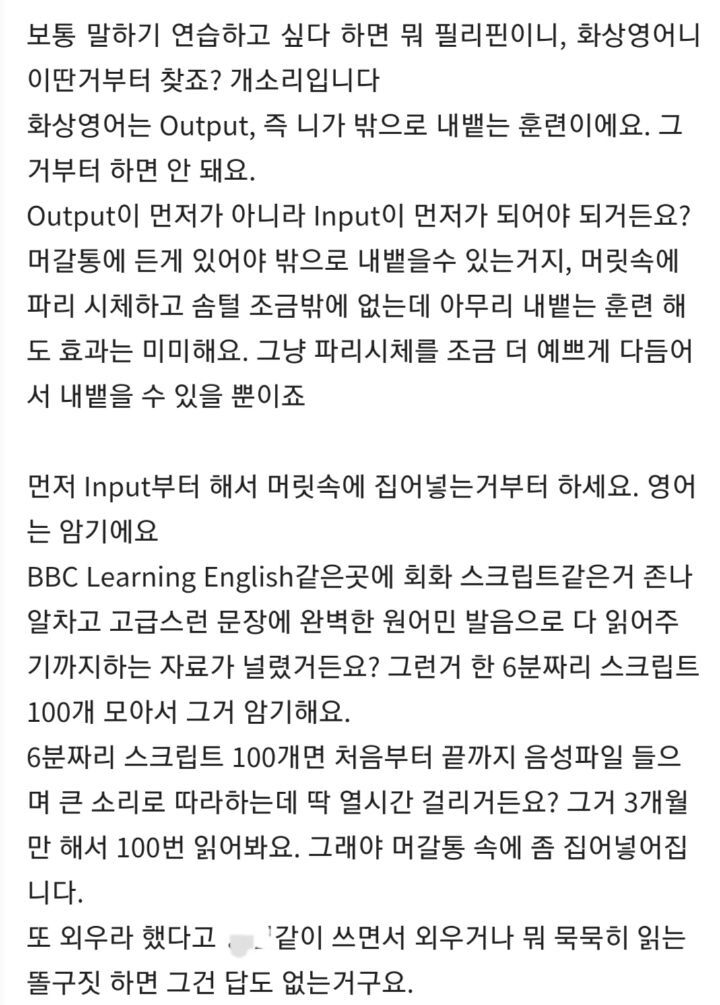 영어 스피킹 안된다고 징징대는 사람들한테 알려주는 스피킹의 정석 | 인스티즈