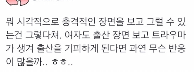 남편이 분만실입회하면 트라우마가 생기고 성욕이 감퇴한다는 말에 대한 트위터일침들 | 인스티즈