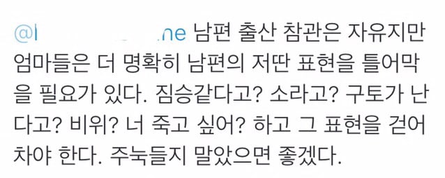남편이 분만실입회하면 트라우마가 생기고 성욕이 감퇴한다는 말에 대한 트위터일침들 | 인스티즈