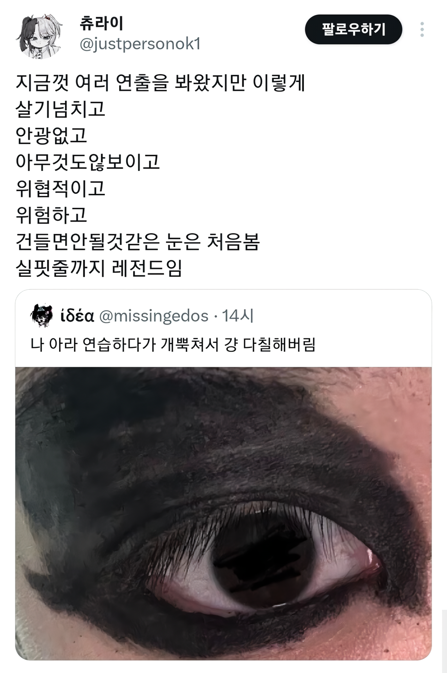 눈화장 연습하다 실패함 | 인스티즈