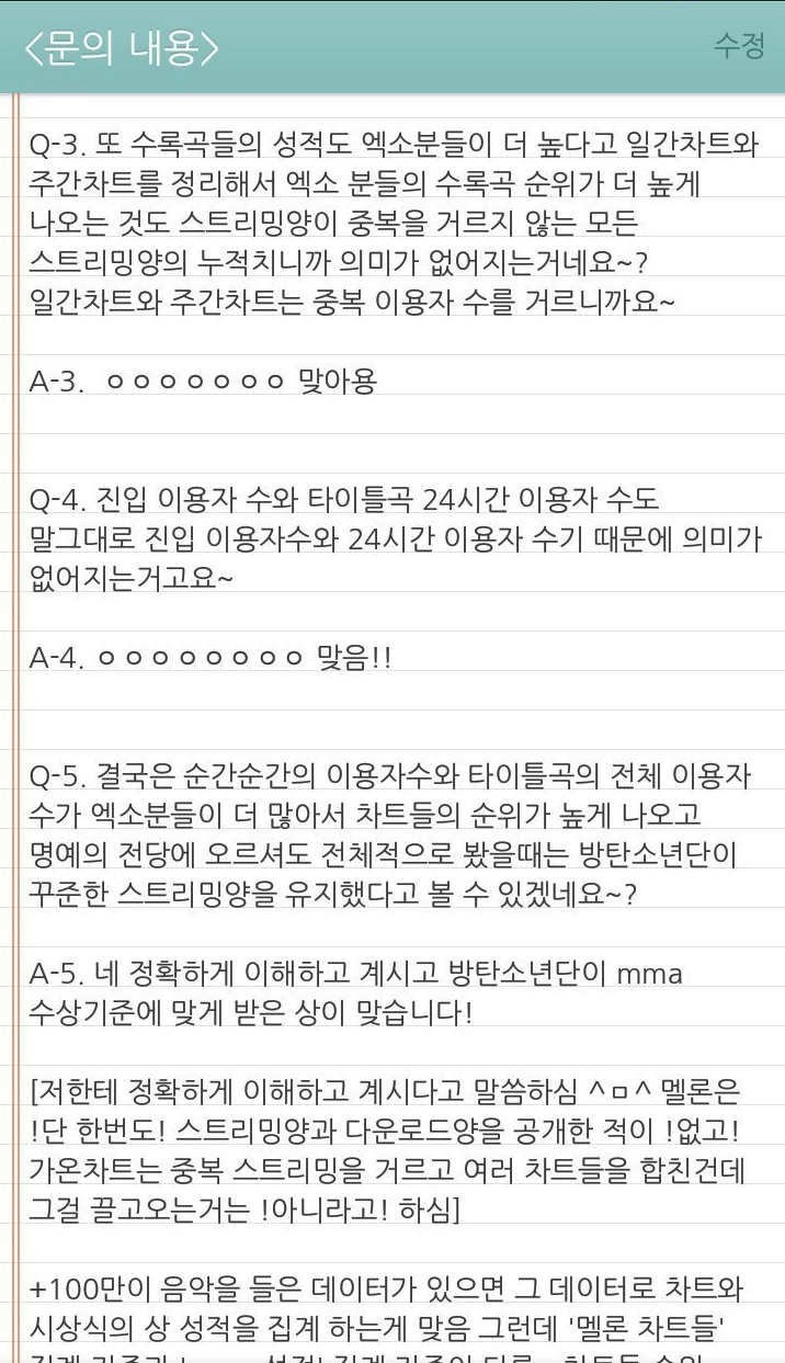 16 멜론 뮤직어워드 방탄소년단 수상 불공정 관련 반박 글 | 인스티즈