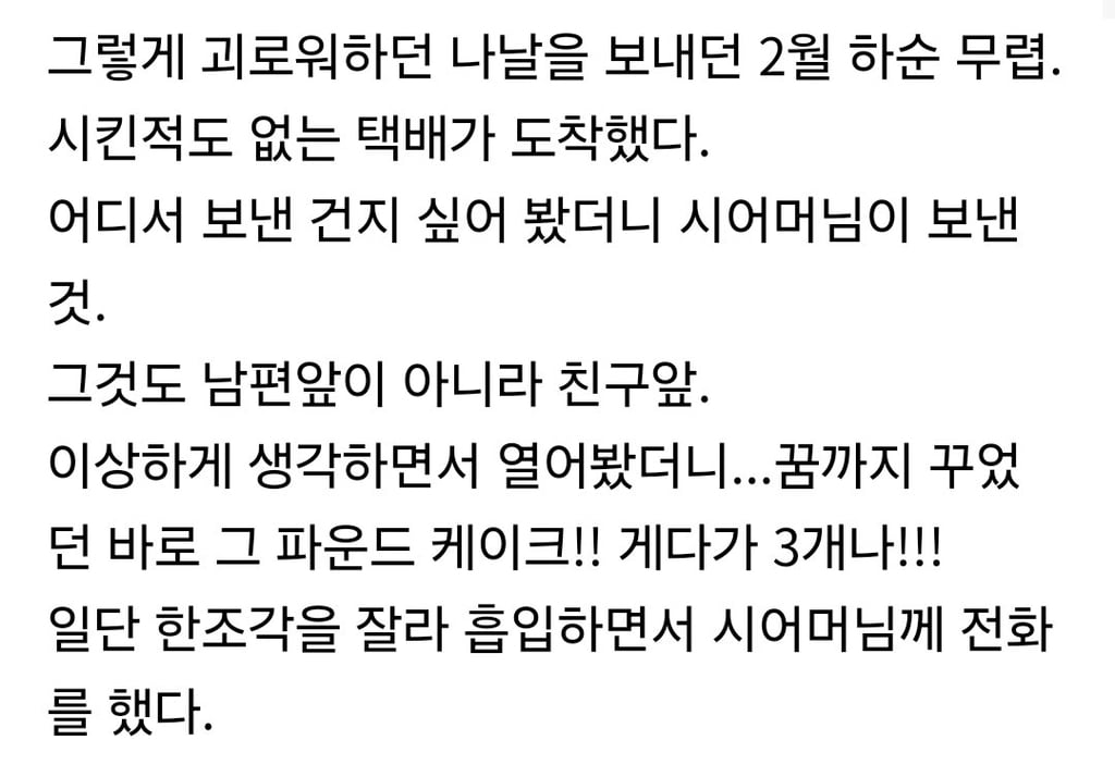 시어머니가 만든 파운드케이크를 엄청 좋아했던 친구 이야기 | 인스티즈