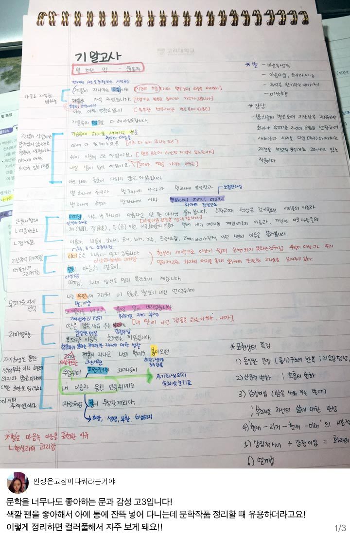 공부욕구 생기는 노트필기들 | 인스티즈