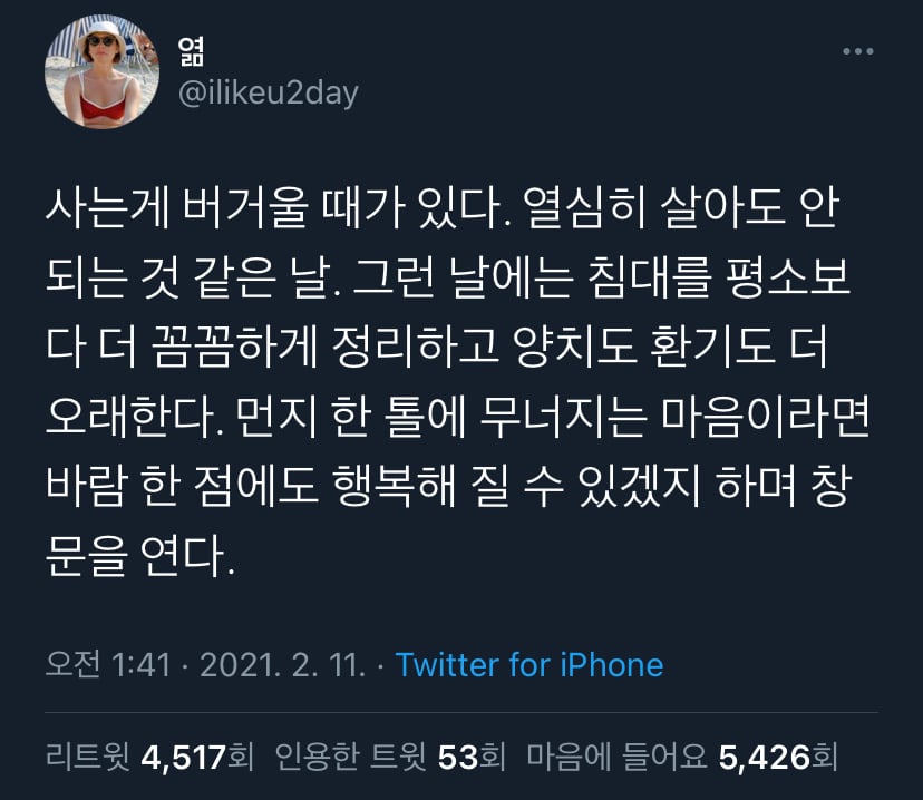 먼지 한 톨에 무너지는 마음이라면 바람 한 점에도 행복해 질 수 있겠지 | 인스티즈